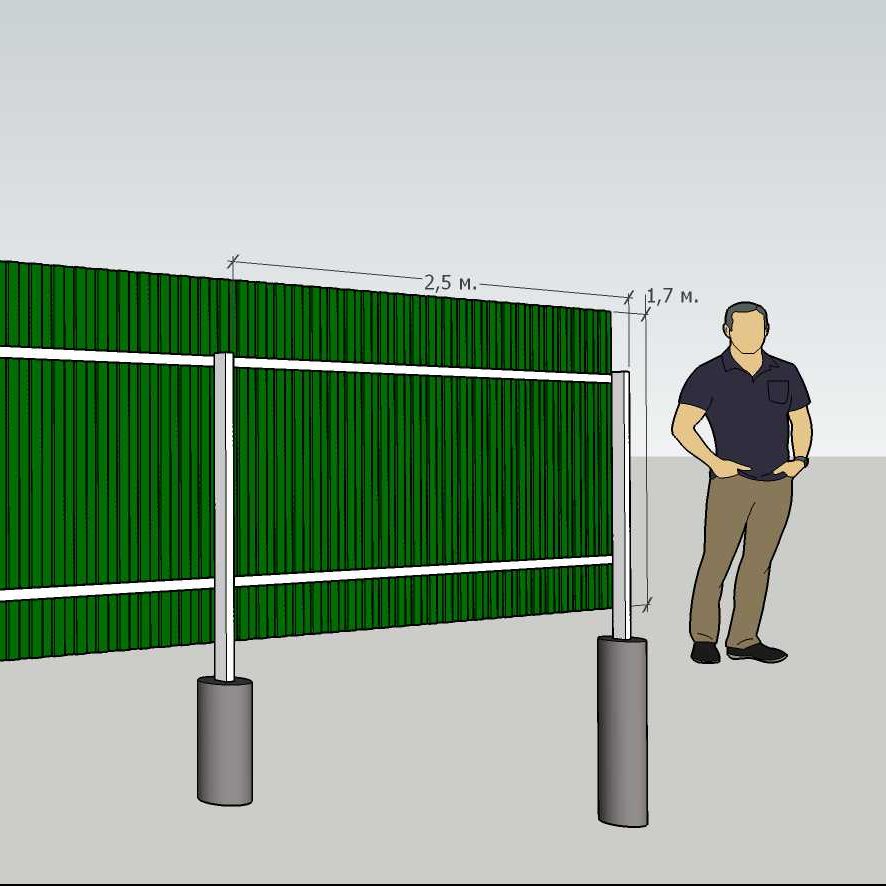 забор из профнастила 1,7 м. по сравнению с ростом человека